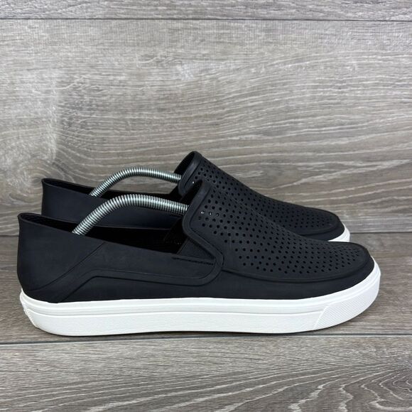 Crocs Citilane Roka Perforated Men's Sz 11 Black Rubber Slip-On Loafers - Picture 1 of 10